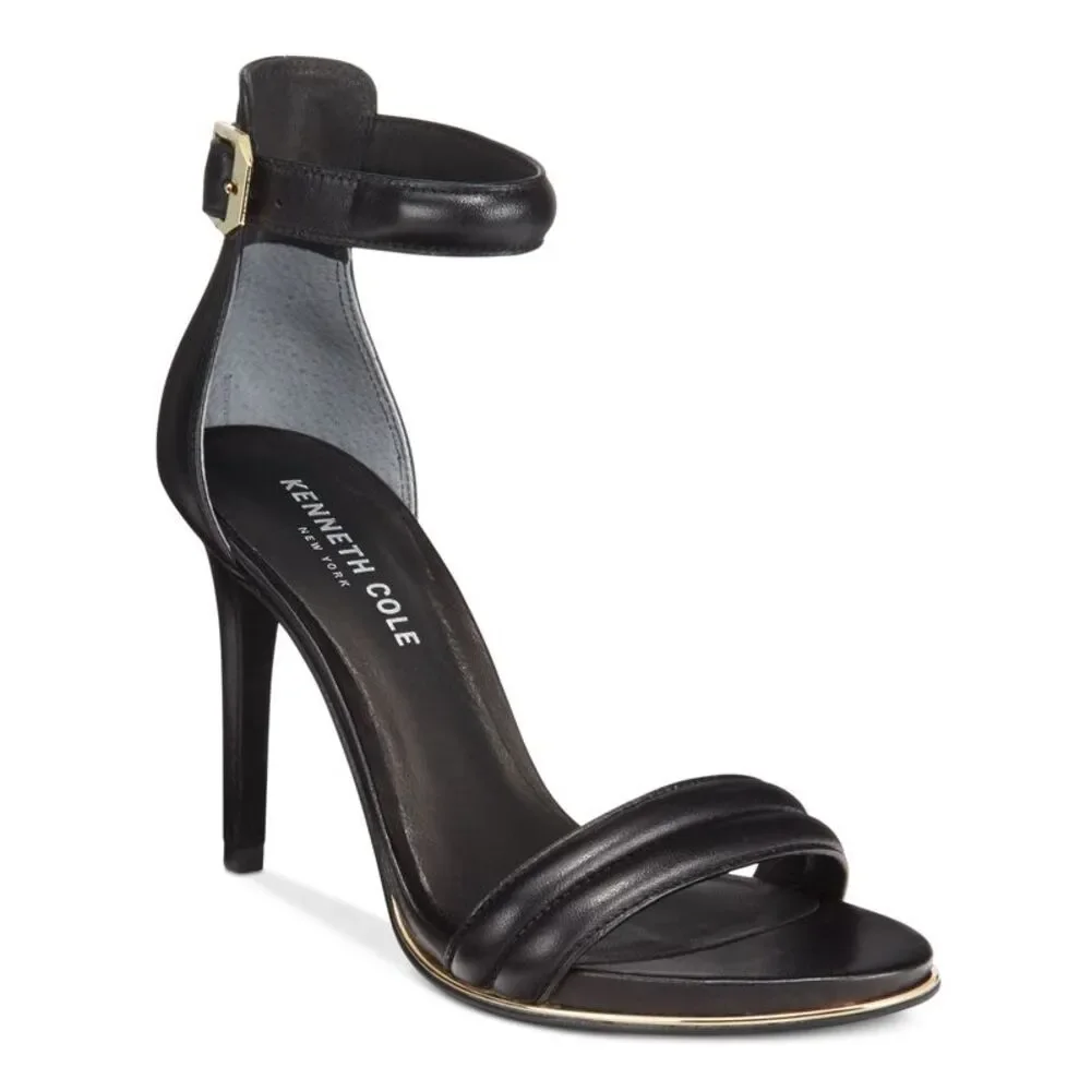 KENNETH COLE NEW YORK Womens Black Brooke Stiletto Leather Sandals 10 M
